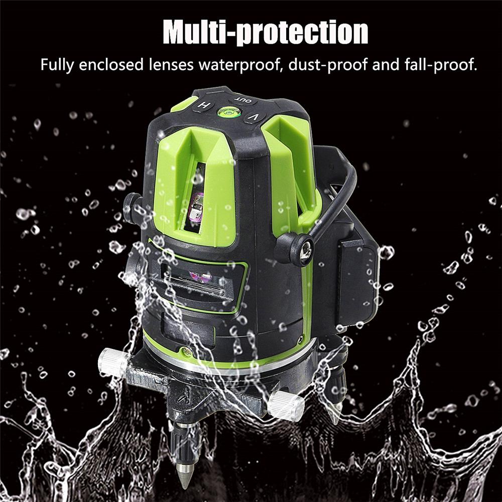 5 Lines 360° Rotary Green Laser Level Cross Self Leveling Measure Tool Outdoor