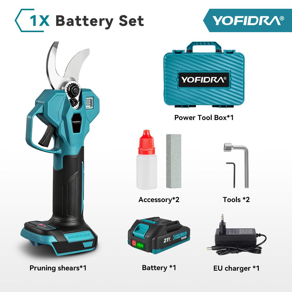 Yofidra Forbici Elettriche Potatura Senza Spazzole 32mm Senza Fili 2 Velocità Attrezzi per Giardino Albero da Frutto Bonsai per Batteria Makita Pin