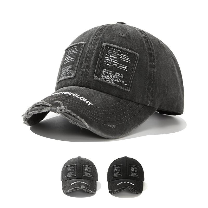Retro washed old ripped baseball cap women's summer sunshade letters versatile face peaked cap tide