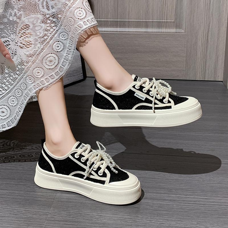 CRLAYDK Women's Sneakers Walking Lace Jacquard Casual Shoes for Ladies Thick Sole Breathable Fashion Skate Lace Up Tennis