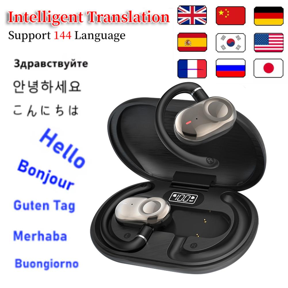 Wireless Bluetooth Translation Headphones 144 Languages Instant Translator Earbuds Headphones Smart Voice Real Time for Travel