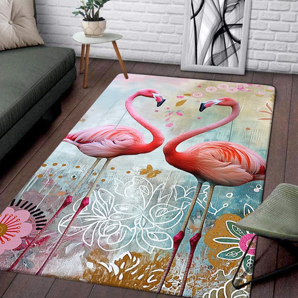 Watercolor Flamingo Tropical Floral Leaves Bath Mats Non-Slip Microfiber Soft Plush Doormat Decor Bathroom Rugs for Bedroom Mat