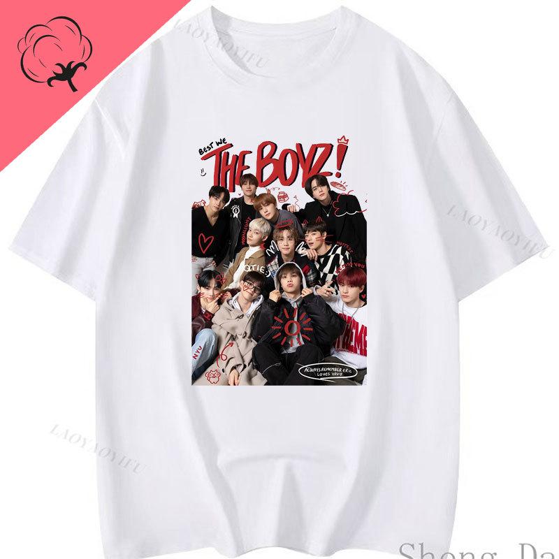 Unisex Women Hip Hop Streetwear Harajuku Camisetas The Boyz KPOP Streetwear TShirt Short Sleeve Cotton Graphic T Shirts Popular Tee