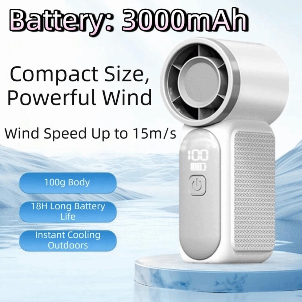 Air Turbo Tech Handheld Turbo Fan LED Display Pocket Fan Powerful USB Rechargeable Fan Home