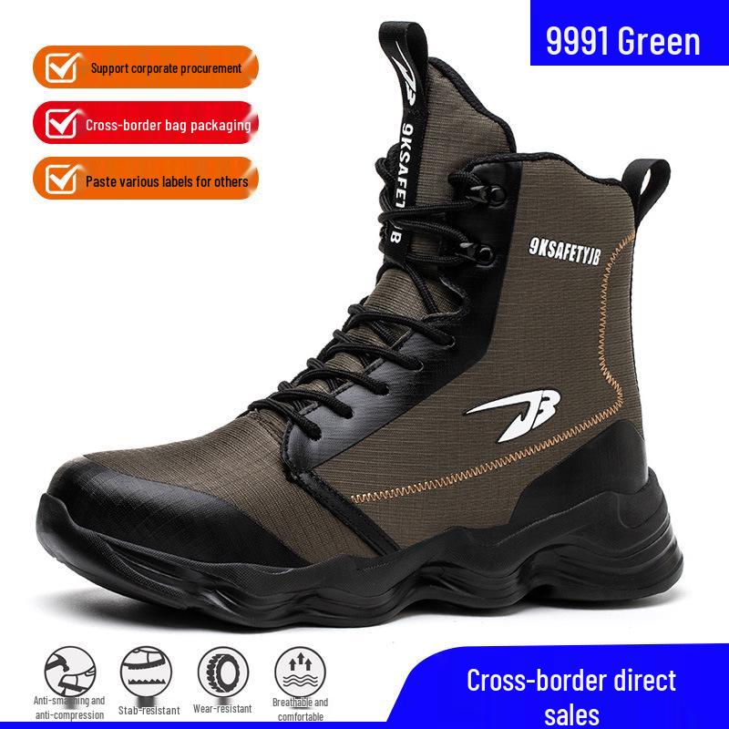 Men's Wear-Resistant Steel Toe Work Boots: Anti-Smash, Anti-Puncture, Non-Slip Safety Shoes