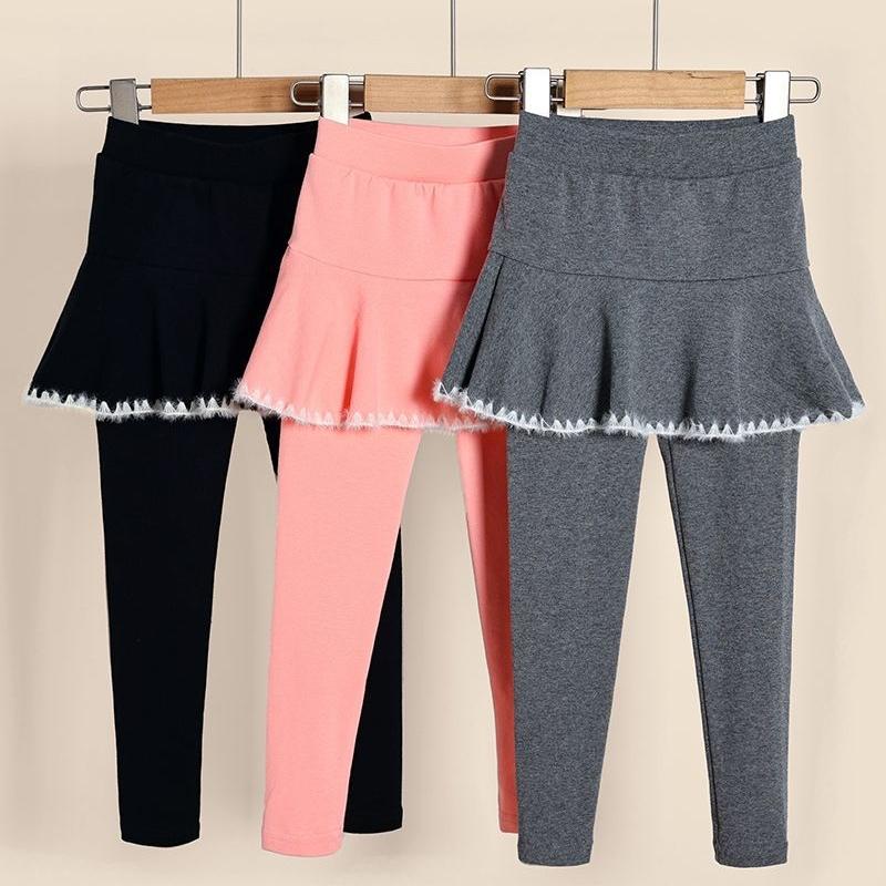 Girls Pants Skirt Fake Two Piece Children's Breathable Skirt Pants Thin Bottom Pants Girls Leggings Pleated Mini Skirts Spring Autumn