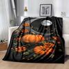 1pc Pumpkin Moon Printing Lightweight Flannel Blanket, Comfortable and Warm Blanket, for Camping Sofa Bed and Couch Office, Gift