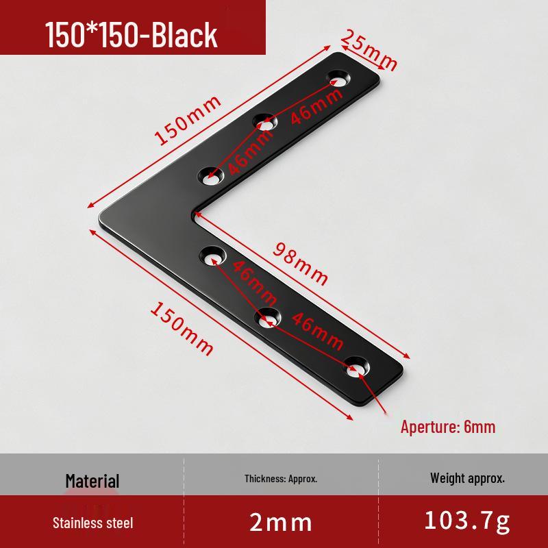 Reinforced 90° Stainless Steel L/T Bracket for Wooden Doors
