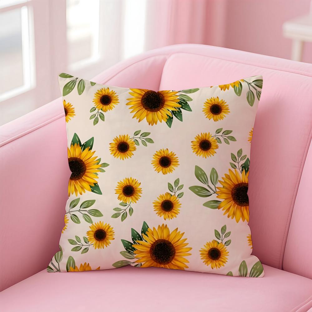 Full Print Floral Print Pattern Cushion Cover Pillow Case Soft Skin Friendly Fabric  Concealed Zipper