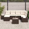 Garden Sofa Set with Cushions 6 pcs Brown and Cream Poly Rattan
