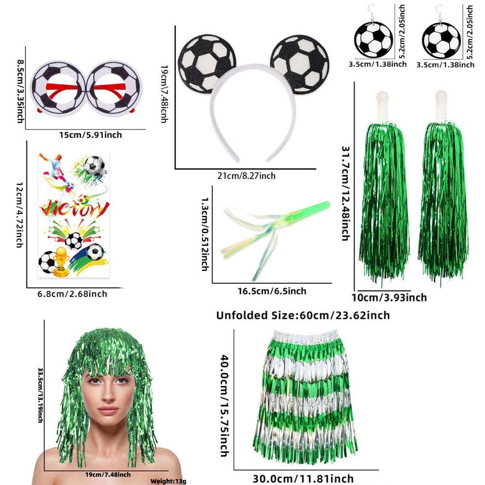 Fringe Skirt Soccer Fan Costume Supplies Set Cheerleading Gear Set  Game Day Match Party