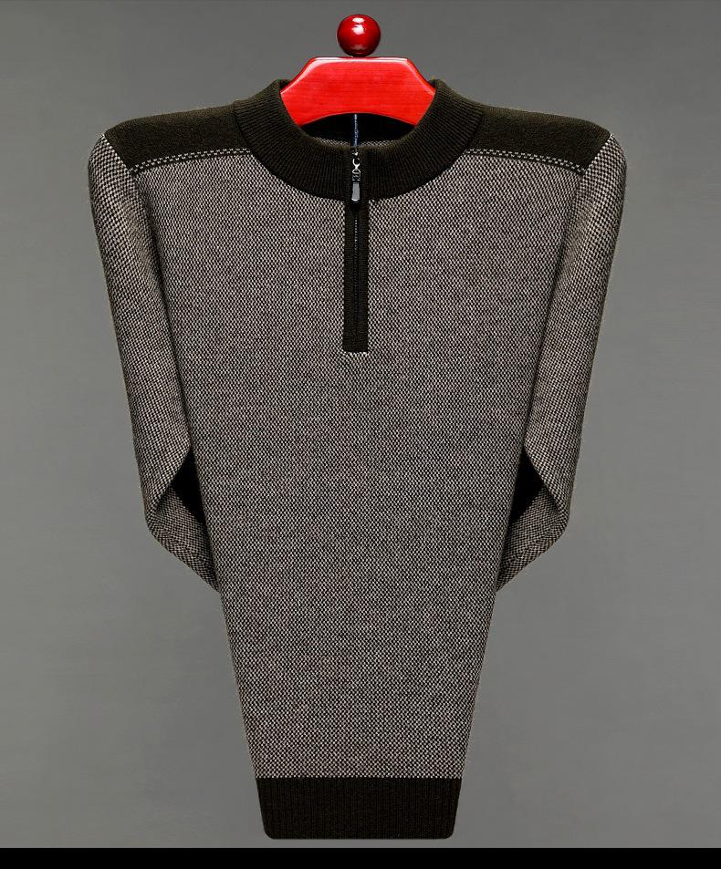 Brand Men's Wool Half-Zip Sweater - 2025 Autumn/Winter Edition: Thick, Warm Middle-Aged Dad Style Base Layer