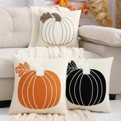 Halloween Pumpkin Embroidered Hair Pillow Case Home Living Room Sofa Simple Cushion Cover Ins Style Pumpkin Pillow Case