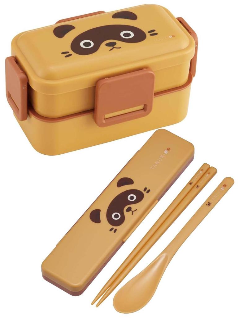 Skater Tanuki Bento Soft Made In Box, 600ml, Antibacterial, Filling, Dome-Shaped Lid, Two-Tier, Women's, Japan, PFLW4AG-A