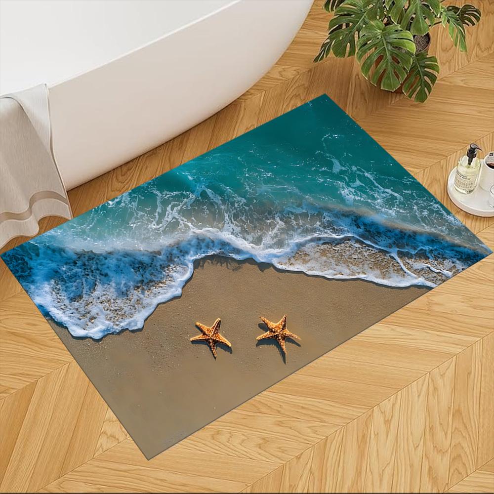 Ocean Waves Meeting Sand Non-Slip Home Carpet Design for Office Decor Living Room Gift