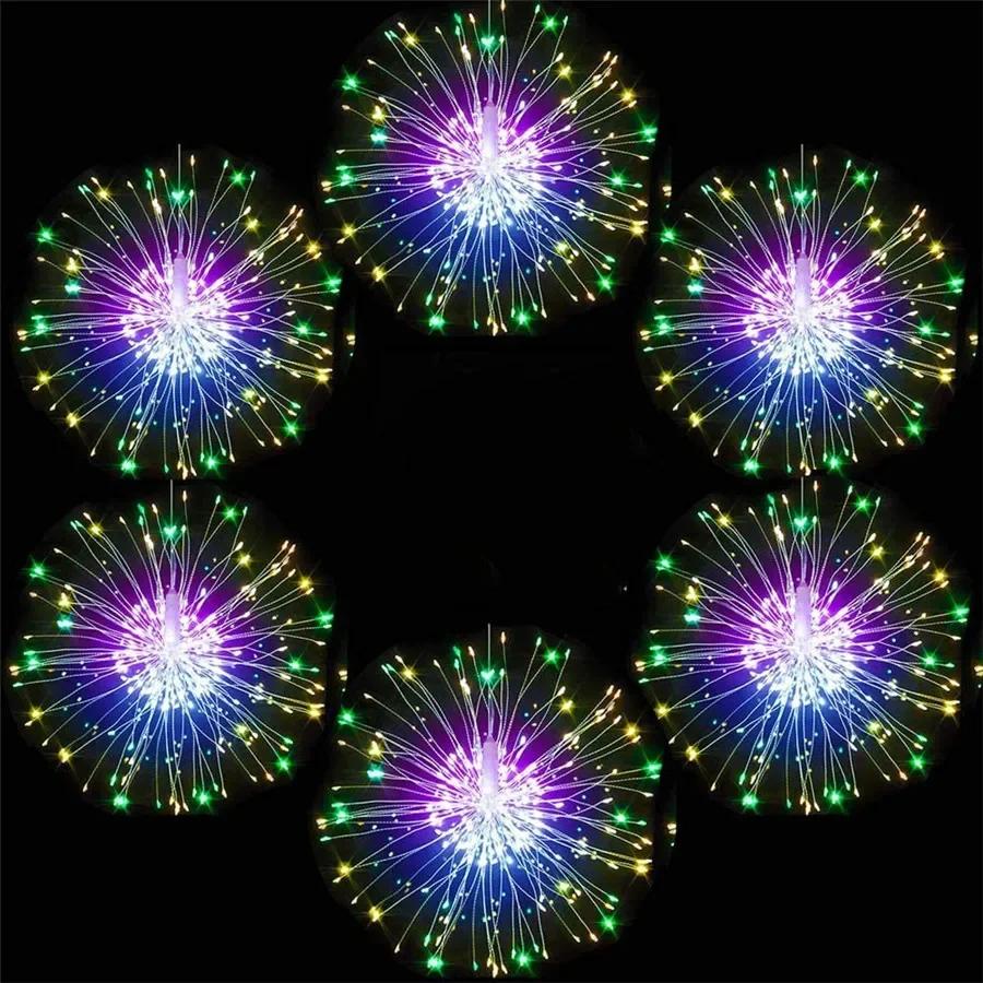 150/180/200 LED Firework Lights Battery Operated Fairy Star Fairy String Light Christmas Hanging Starburst Light for Party Decor
