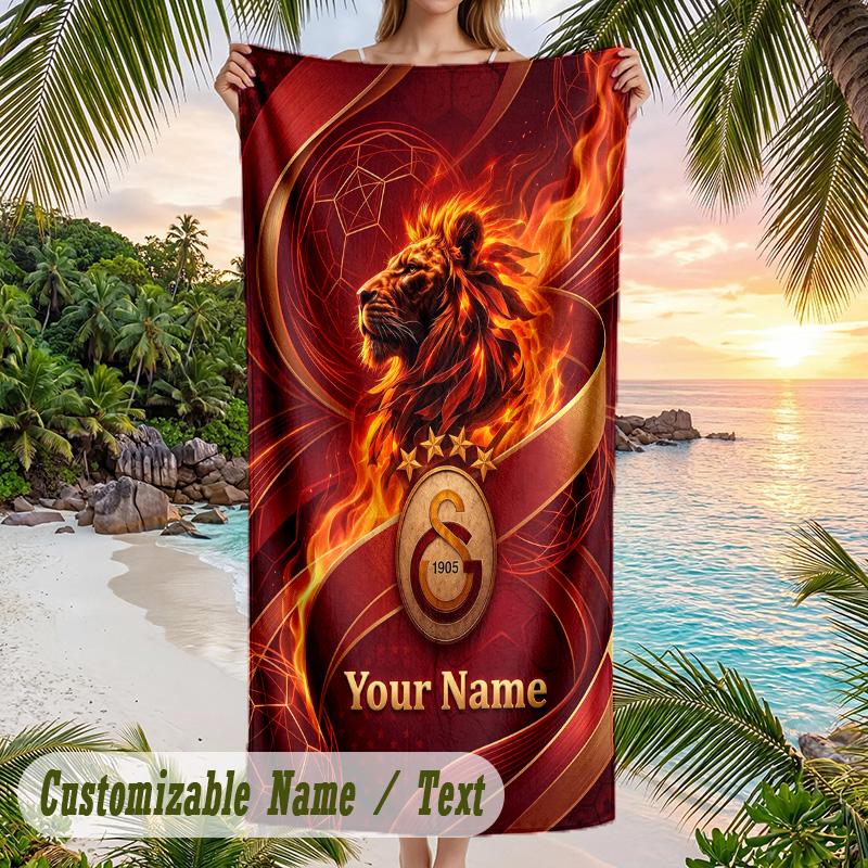Beach Towel Galatasaray FC Print Custom Name Text Soft Towel for Swimming Pool