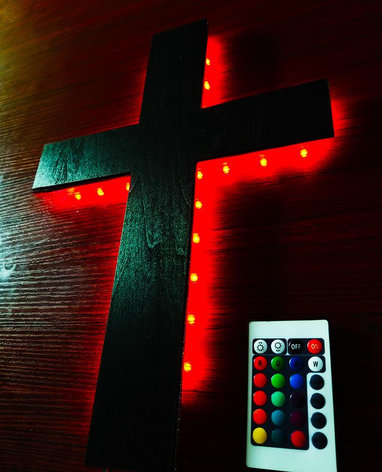 

ZK50 Creative Cross Night Light USB Colorful Remote Control Creative Wall Lamp Home Decoration Lighting Fixture Cable 2 Meters USB plug