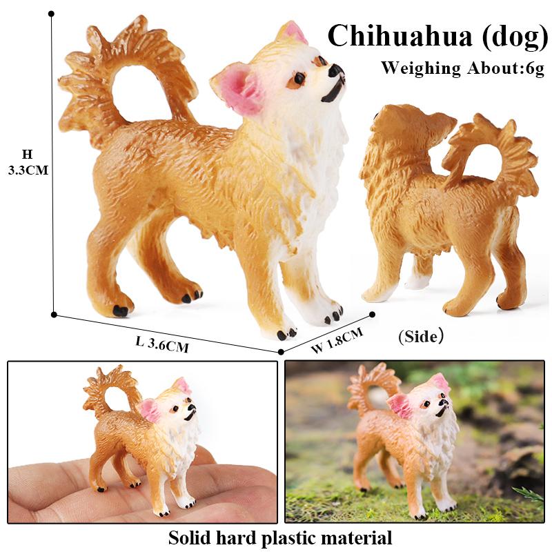 Oenux Dog Animals Model Bulldog Corgi Shiba Inu Husky Pug Schnauzer Chihuahua Puppy Figurines PVC Cute Collection Toy Kid Gift