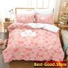 Rosa Gris Sängkläder Set Enkelt Twin Full Queen King Size Sängset Aldult Barn Sovrum Påslakanset Anime parure de lit Säng