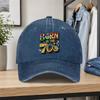 1pc Vintage 70s Retro Style Printed Washed Baseball Cap Classic Casual Unisex Allseason Duckbill Hat Adjustable Size Suitable