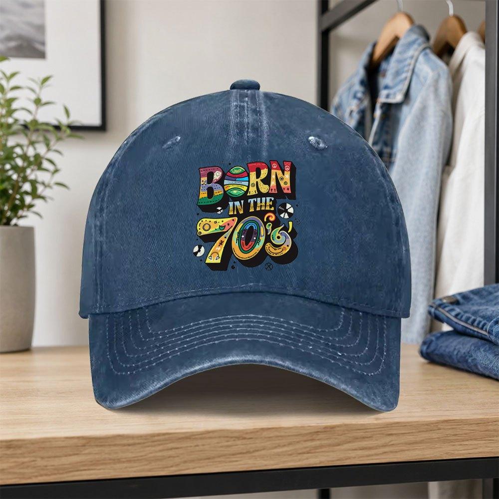 1pc Vintage 70s Retro Style Printed Washed Baseball Cap Classic Casual Unisex Allseason Duckbill Hat Adjustable Size Suitable