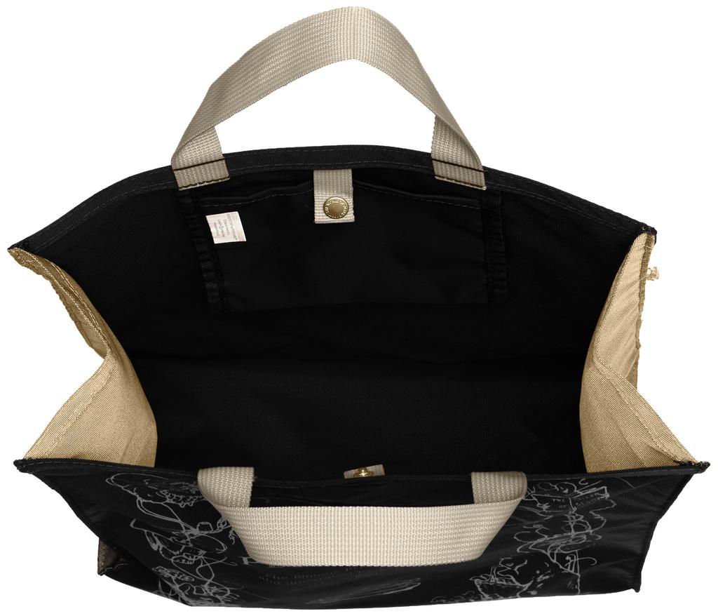 Tote Bag with Peter Pattern Square Shopping Tote Bag Black [Peter Rabbit] Print, (A4 Compatible), 1809-0647-02, 0647,