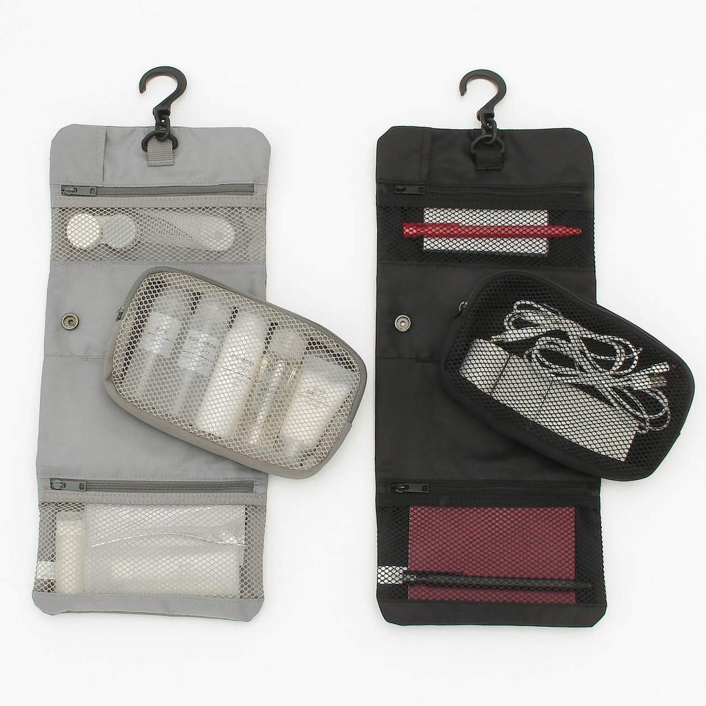 MUJI Polyester Hanging Case with Detachable 12 x 18 x 02125691 Pouch, Black, Approx. 4.5 cm,
