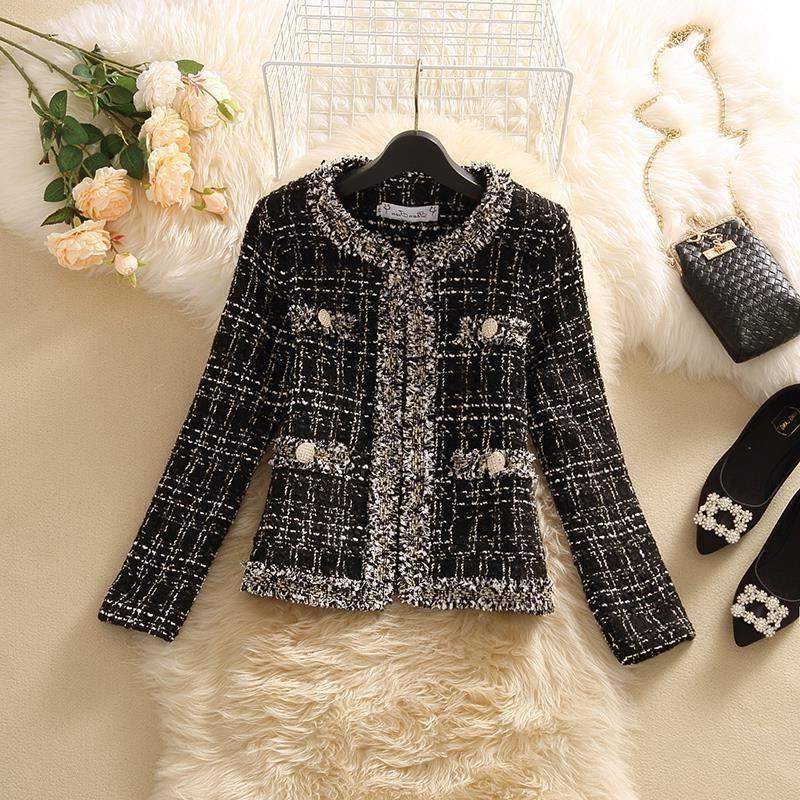 Women's Jacket Women's Jackets Spring Trendy Ladies Short Joker Temperament Small Fragrant Tweed Coat Tweed Coat Cardigan