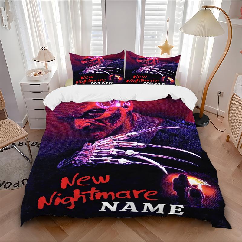 Custom Textile Nightmare Horror Bedding 3 Piece Set HD Print Duvet Cover Pillowcases for Teens Adult Bedroom Decoration