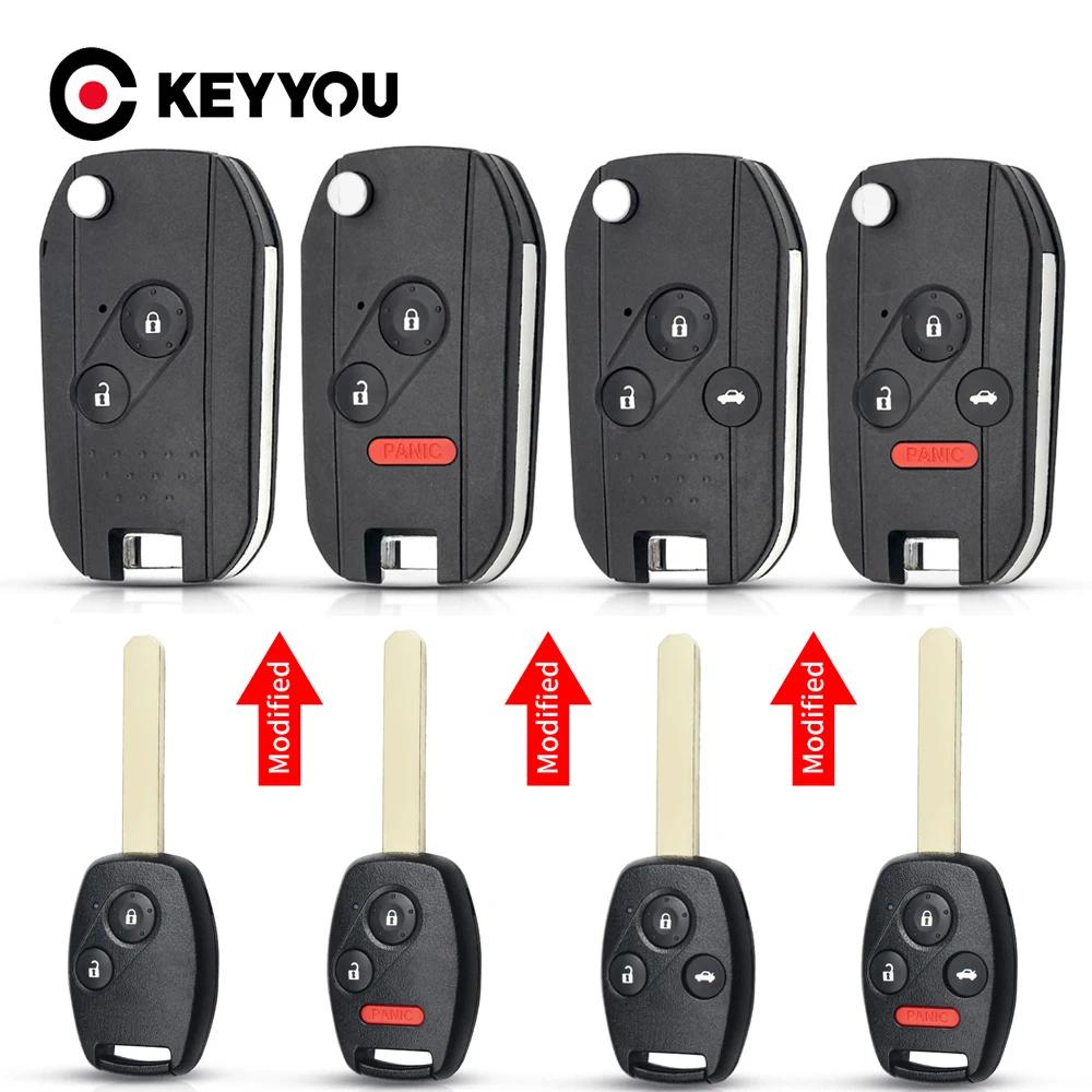 2/3/4Btn Modified Filp Remote Key Shell Fob Case For Honda Fit Crv Civic Insight Ridgeline Hrv Jazz Accord 2003-2013