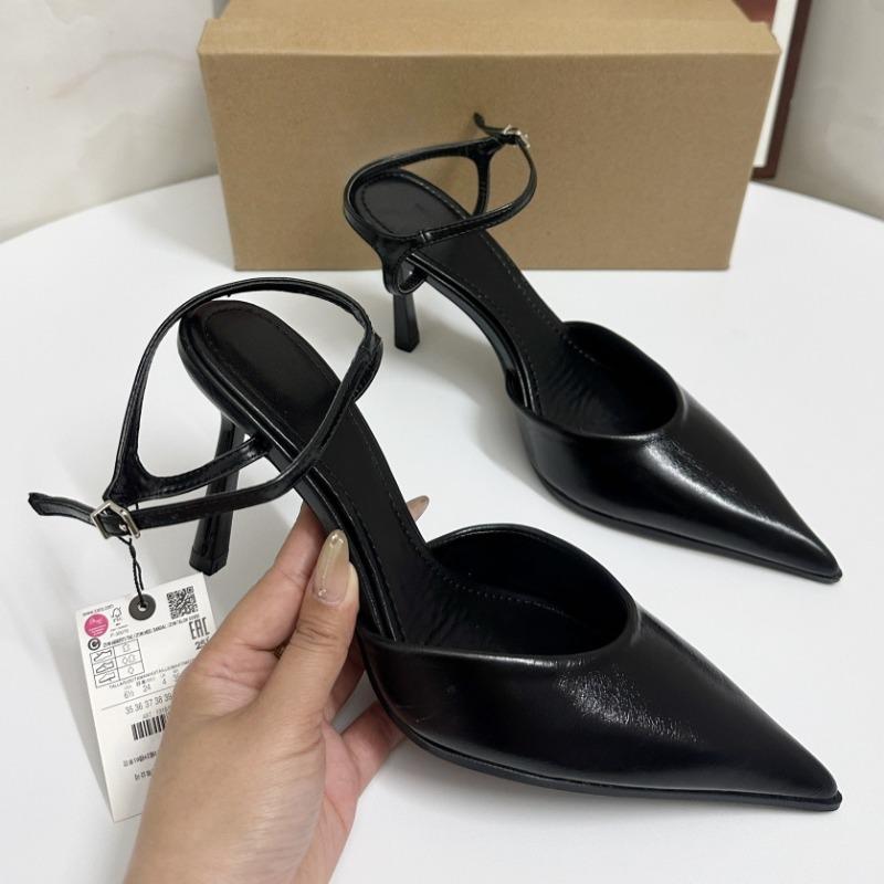 Fashion Buckle Strap Women Pointed Toe Sandals Luxury Brand Designer Party Wedding Stiletto Concise Design High Heel Ladies Dress Shoes