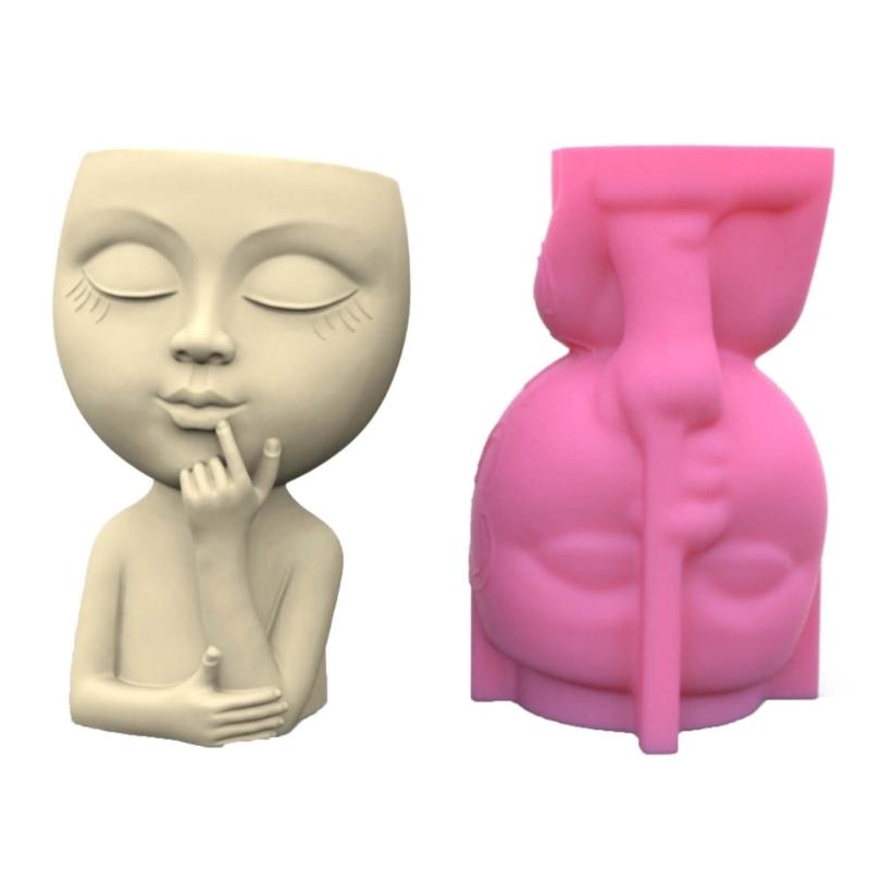 

Handmade Mini Flower Pots Mould Succulents Planter Casting Mold Girl Head Shapes Molds Thoughtful Gift for Plant Lovers