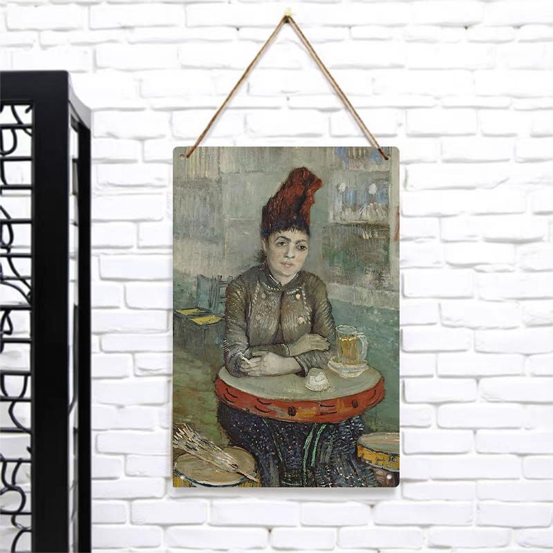 

Vintage Van Gogh Style Cafe Character Iron Painting European Art Decorative Mural Living Room Entrance Wall Art 7.9x11.8In(20x30cm)