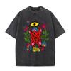 T-shirt Vintage Lavata Artista Giapponese Yayoi Kusama Occhi Fiori Mostra d'Arte Uomo Donna Casual Cotone Oversize Streetwear