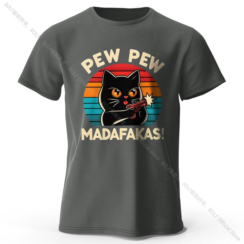 Cute Hand-Drawn Cat Doodle Print 100% Cotton T-Shirt, Ultra Soft Round Neck Short Sleeve Tee for Men & Women