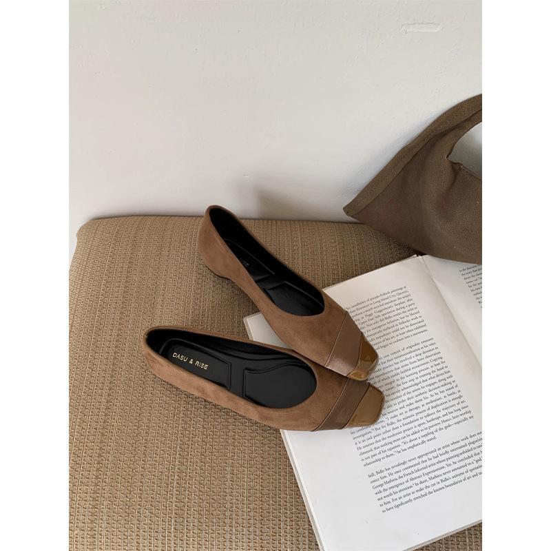 Women s Suede Square Toe Spring Stylish Slip-On Pumps - Fashionable Footwear 35