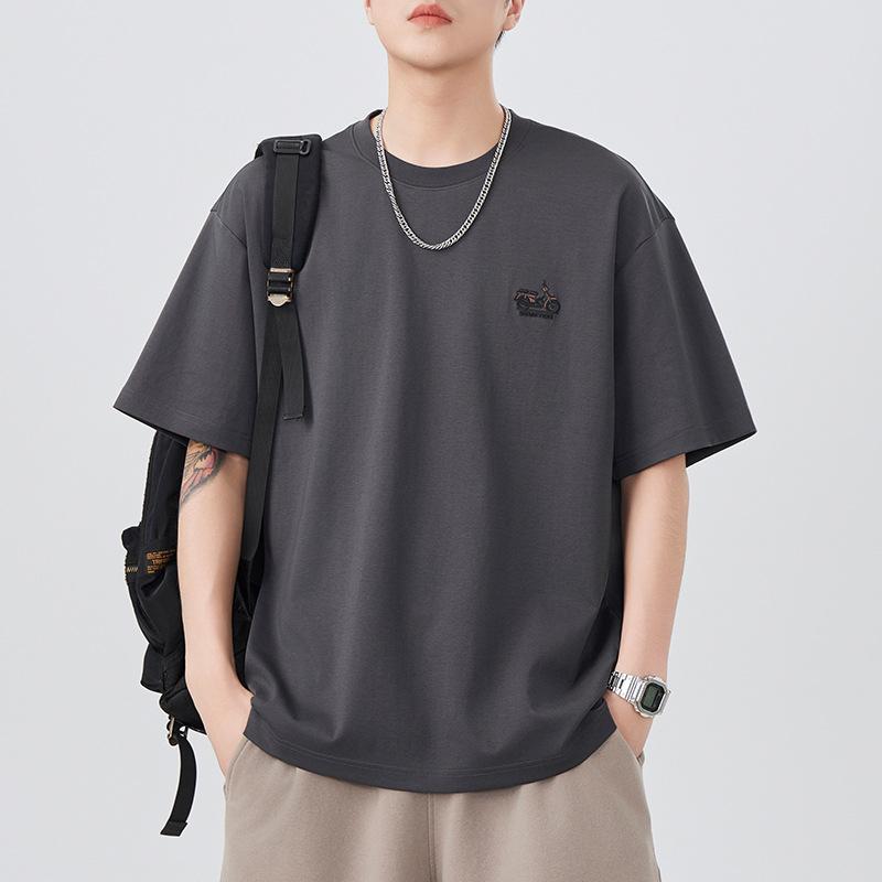 

Новая летняя футболка с коротким рукавом для мужчин, свободная, с круглым вырезом, вышитая, с рукавом пять четвертей, универсальная короткая футболка 4XL