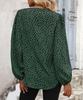 Women's 2024 Spring Leopard V-Neck Long Sleeve Commuting Top