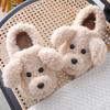 Fashion Winter House Warm Fur Slippers For Women Cute Dog Desginer Bedroom Flat Ladies Plush Shoes Indoor Cartoon Women Furry Slippers F