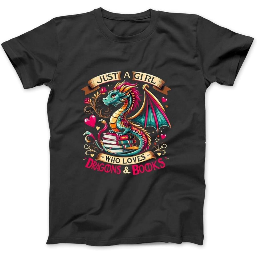 

Just A Girl Who Loves Dragons and Books Cute Design Long Sleeve, T-Shirt, Sweatshirt, Hoodie for Men Women Kids Made in Canada Black XXXXXL різнокольоровий