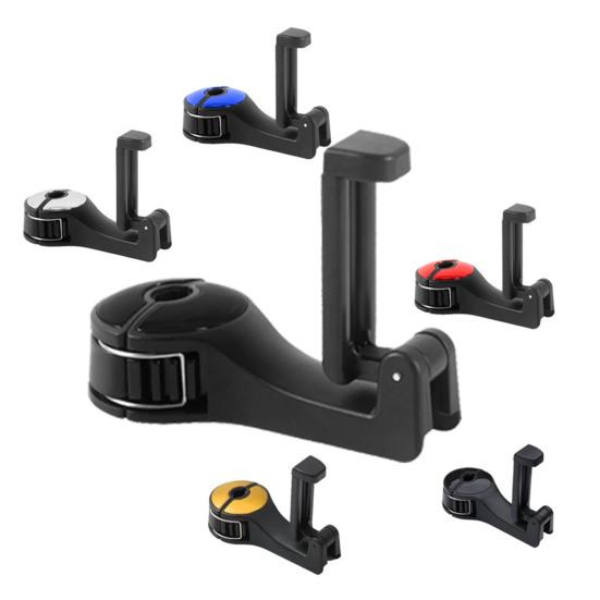 Car Headrest Hidden Hook 360-Degree Rotation Easy To Install Adjustable Hanger Rear