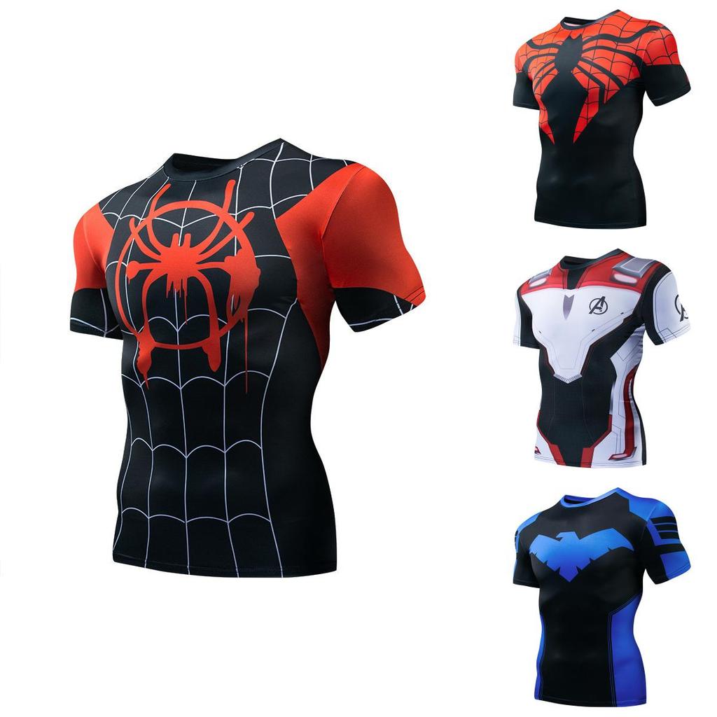 Superhero Spiderman Batman 3d Print Gym T-shirt For Men Stylish Fitness Tee