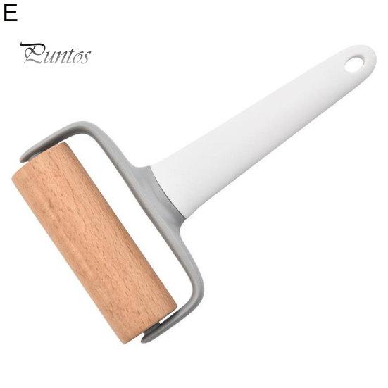 Multifunction 1 Set Pizza Dough Roller Cutter Baking Tool PP Lace Flat Rolling Pin Punch for Restaurant