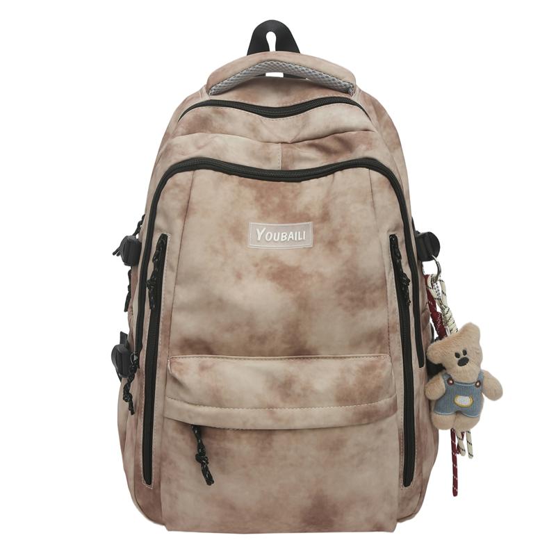 

Рюкзак с контрастной прострочкой тай-дай для учеников средней школы, легкий школьный рюкзак, мужской рюкзак большой вместимости хаки