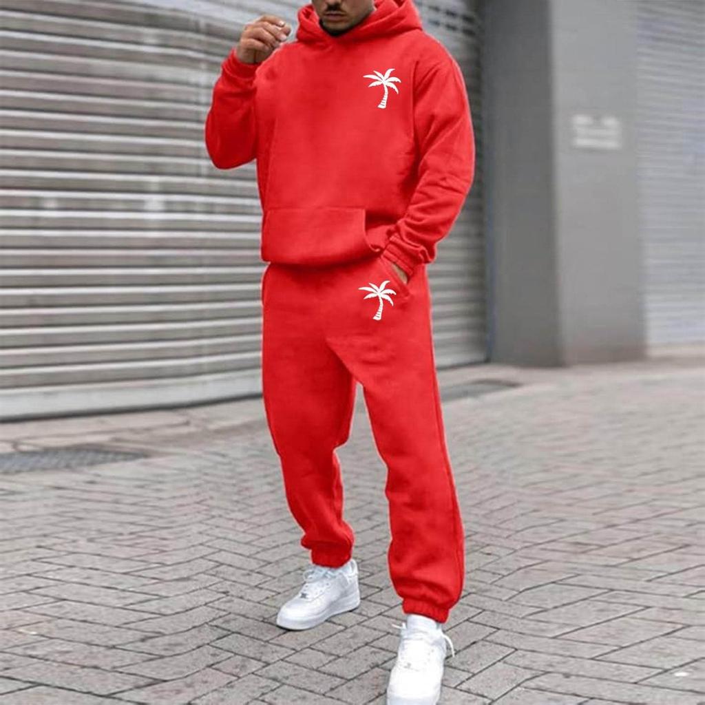 Herren Übergroßer Fleece Sportbekleidung Outdoor Lässig Locker Kapuzenpullover und Jogginghosen Set