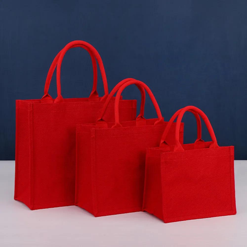 Luxury Embroidered Gift Christmas Party Bags Burlap Tote Casual Lightweight Cloth Bag Wedding Letter Gifts for Bride Packaging