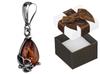 Silver Teardrop Pendant With Amber Small Oxidized Butterfly Pendant Silver