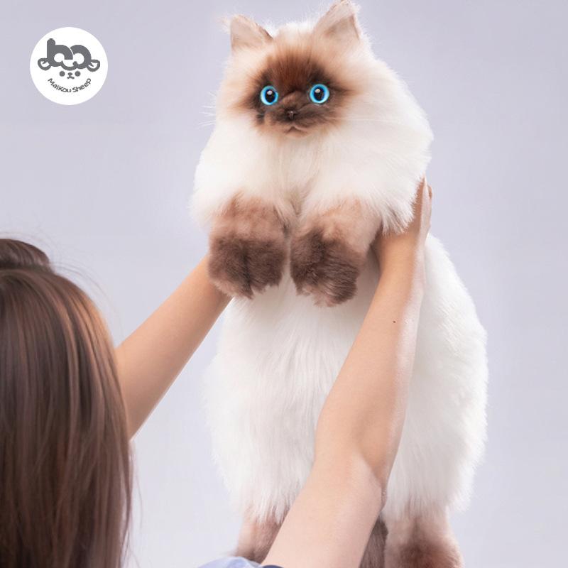 Cute Siamese Cat Plush Backpack for Girls Adorable Doll Bag Warm Winter Surprise Gift for Girlfriend