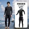 Mens Quick-Dry Long Sleeve Rash Guard Set With Double-Layer Board Shorts Swimming Surfing Water Sports